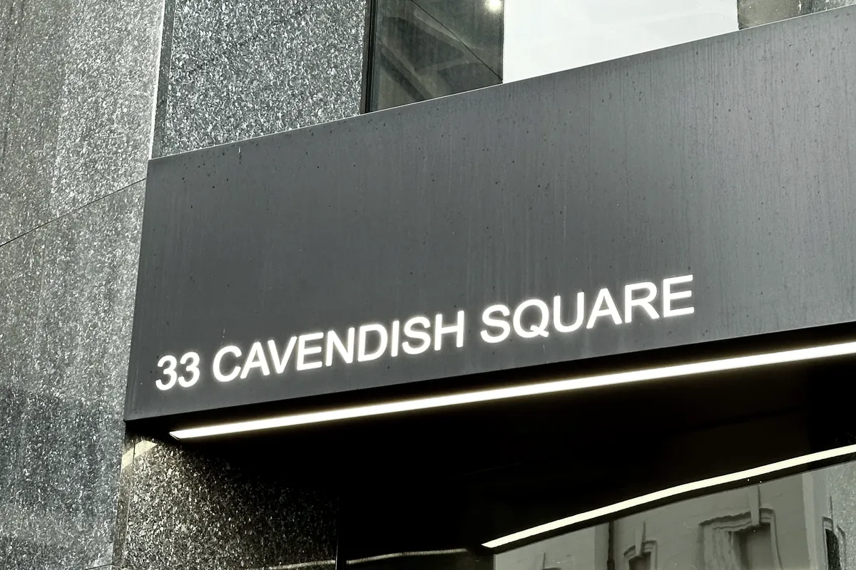 Entrance sign for 33 Cavendish Square
