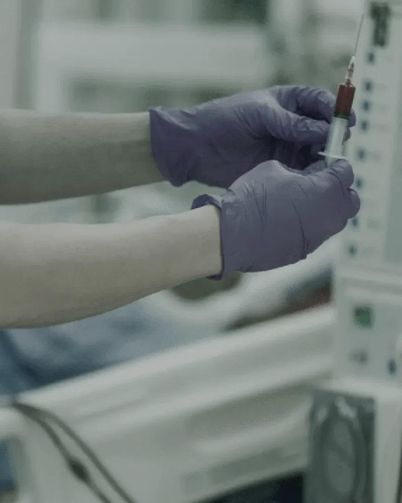 EBO2 ozone dialysis machine with blood filtration lines during treatment